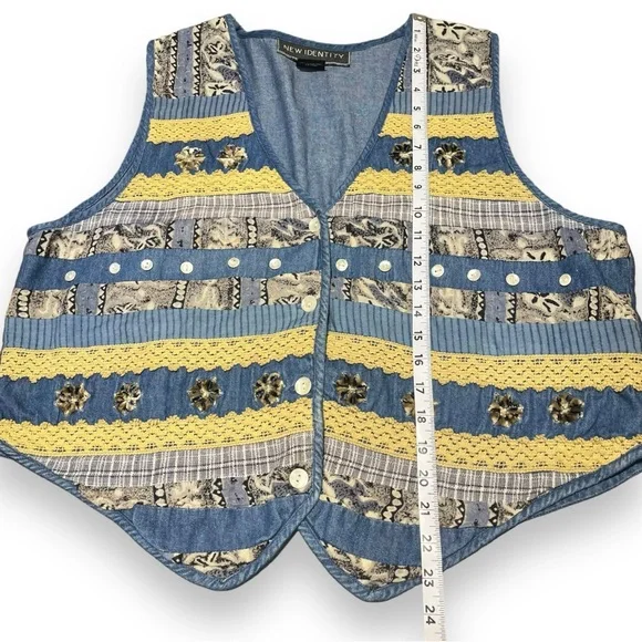 Vintage New Identity Patchwork Denim Vest Size 2X - Picture 7 of 7